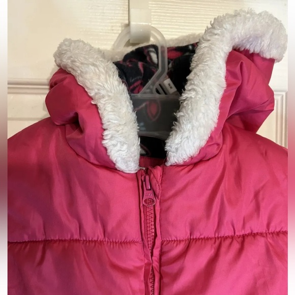 Girls London Fog Pink Fun Fleece Lined Puffer Jacket Size 4 4T Child Small Hood - Picture 4 of 7